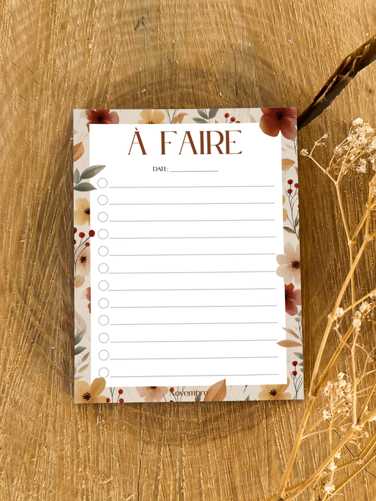 Bloc-notes de liste de choses à faire Cannelle