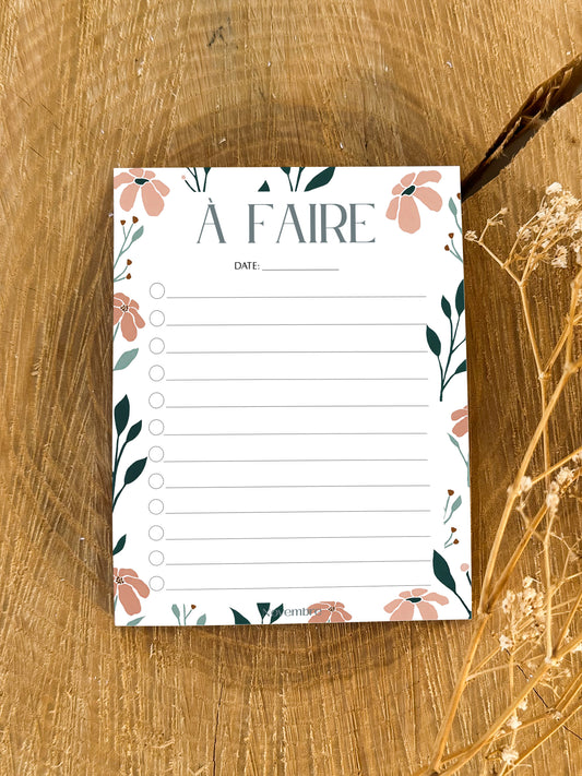 Bloc-notes de liste de choses à faire Flora