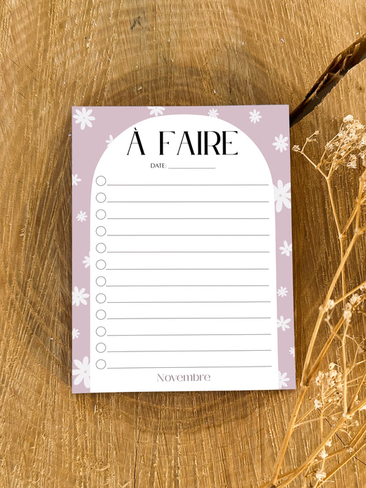 Bloc-notes de liste de choses à faire Rosie
