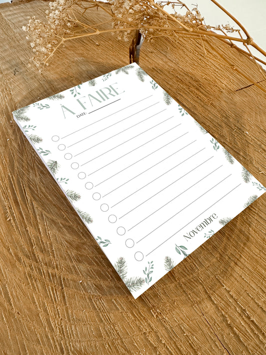 Bloc-notes de liste de choses à faire Boréal