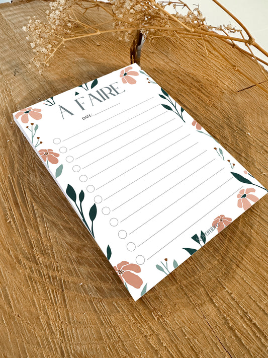 Bloc-notes de liste de choses à faire Flora