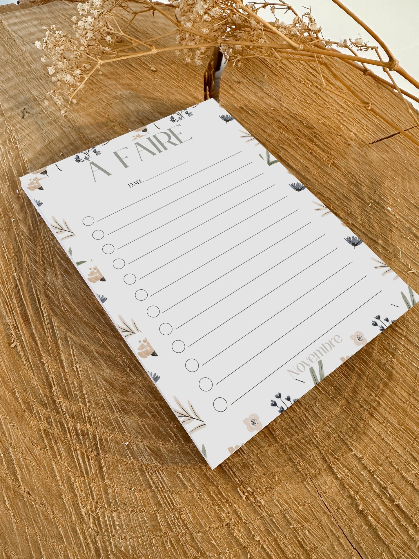 Notepad, floral to-do list