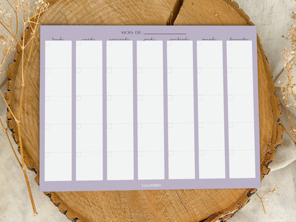 Calendrier mensuel non-daté Lavande