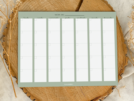 Calendrier mensuel non-daté Sauge