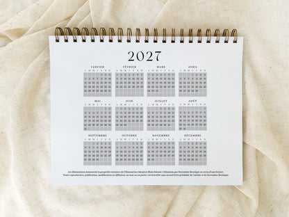 Calendrier 2027 à colorier Rosie