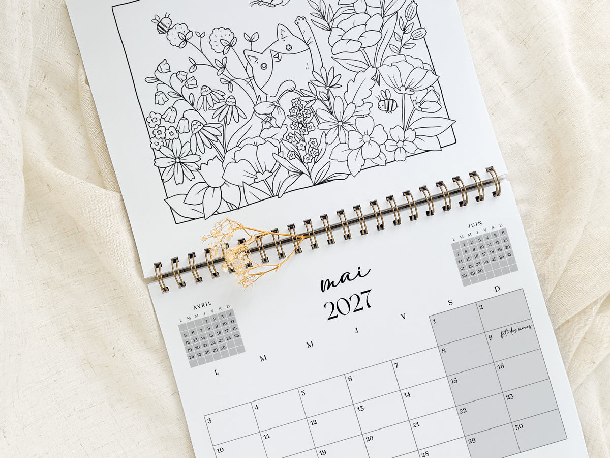 Calendrier 2027 à colorier Rosie