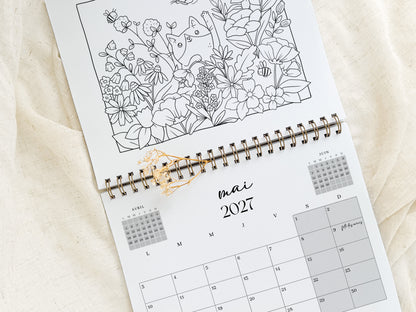 Calendrier 2027 à colorier Rosie