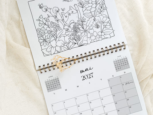 Calendrier 2027 à colorier Rosie