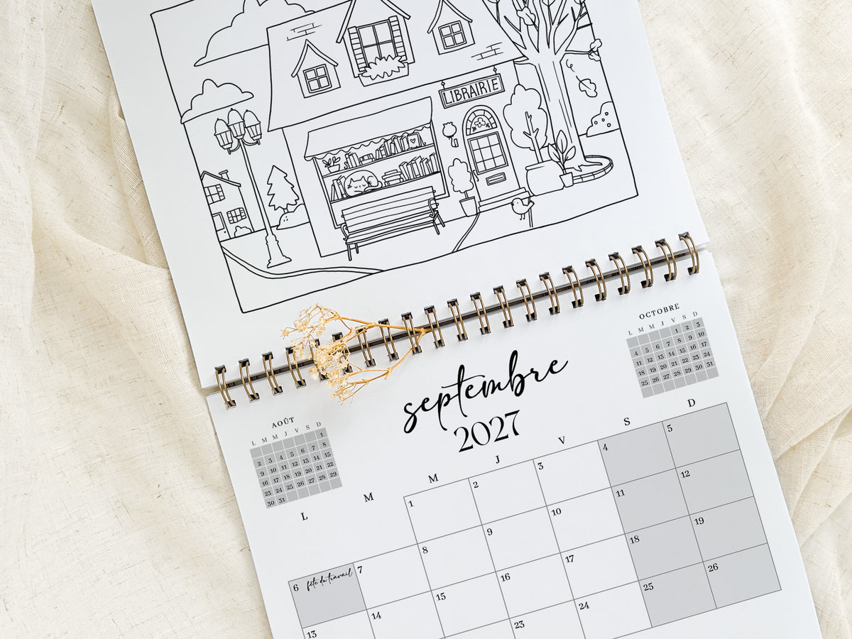Calendrier 2027 à colorier Rosie