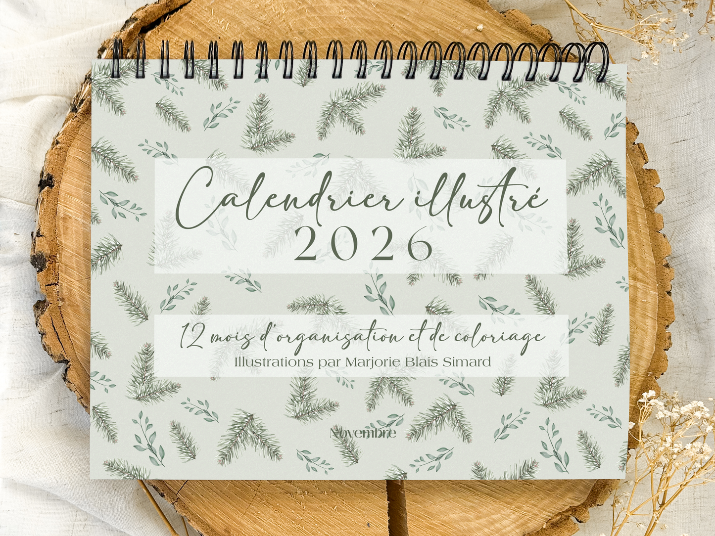 Calendrier illustré 2026 à colorier Boréal
