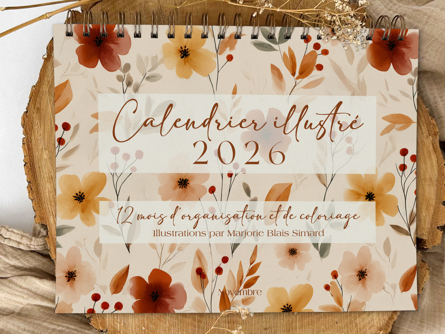 Calendrier illustré 2026 à colorier Cannelle