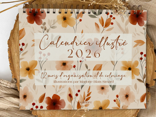 Calendrier illustré 2026 à colorier Cannelle