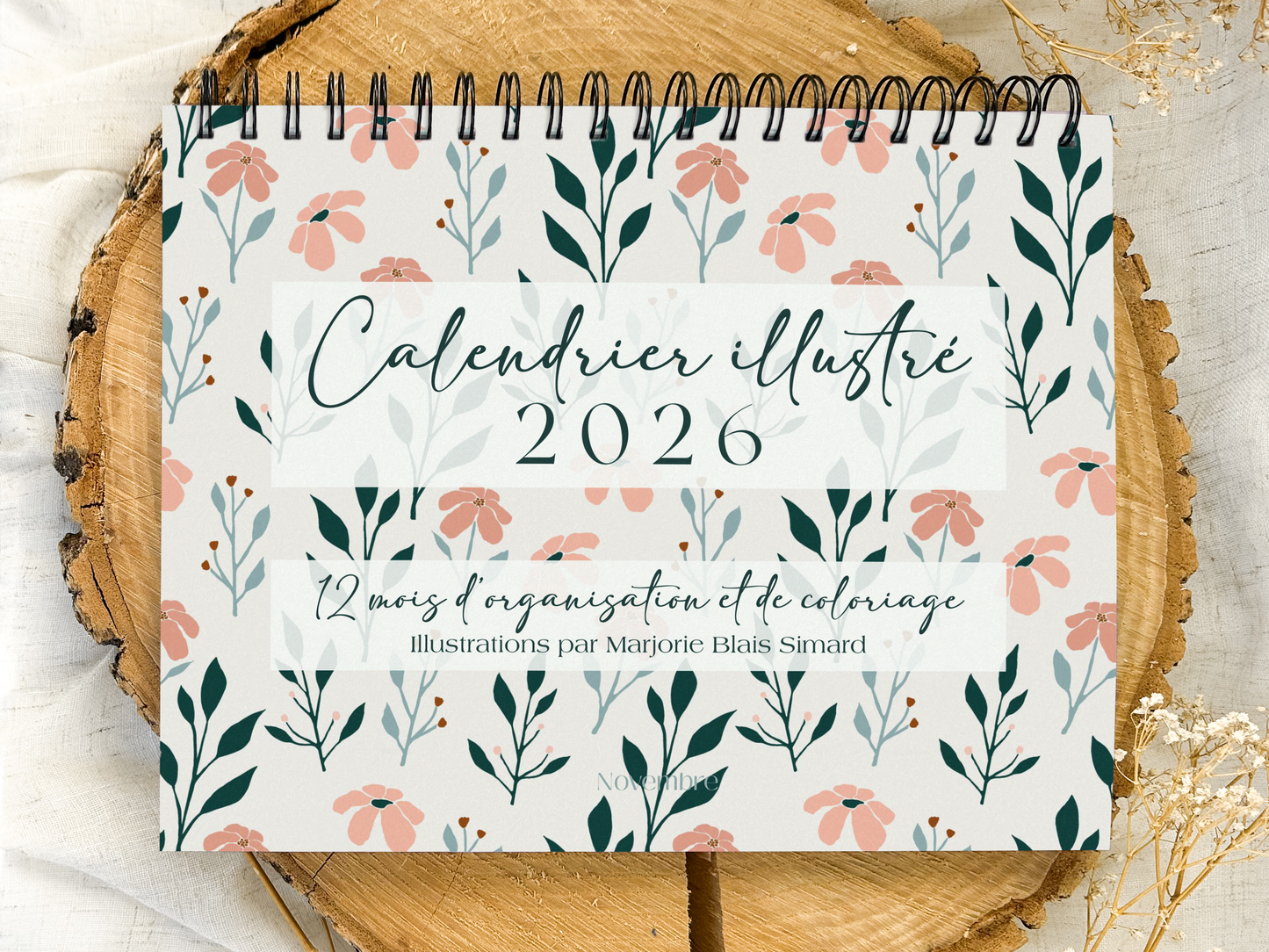 Calendrier illustré 2026 à colorier Flora