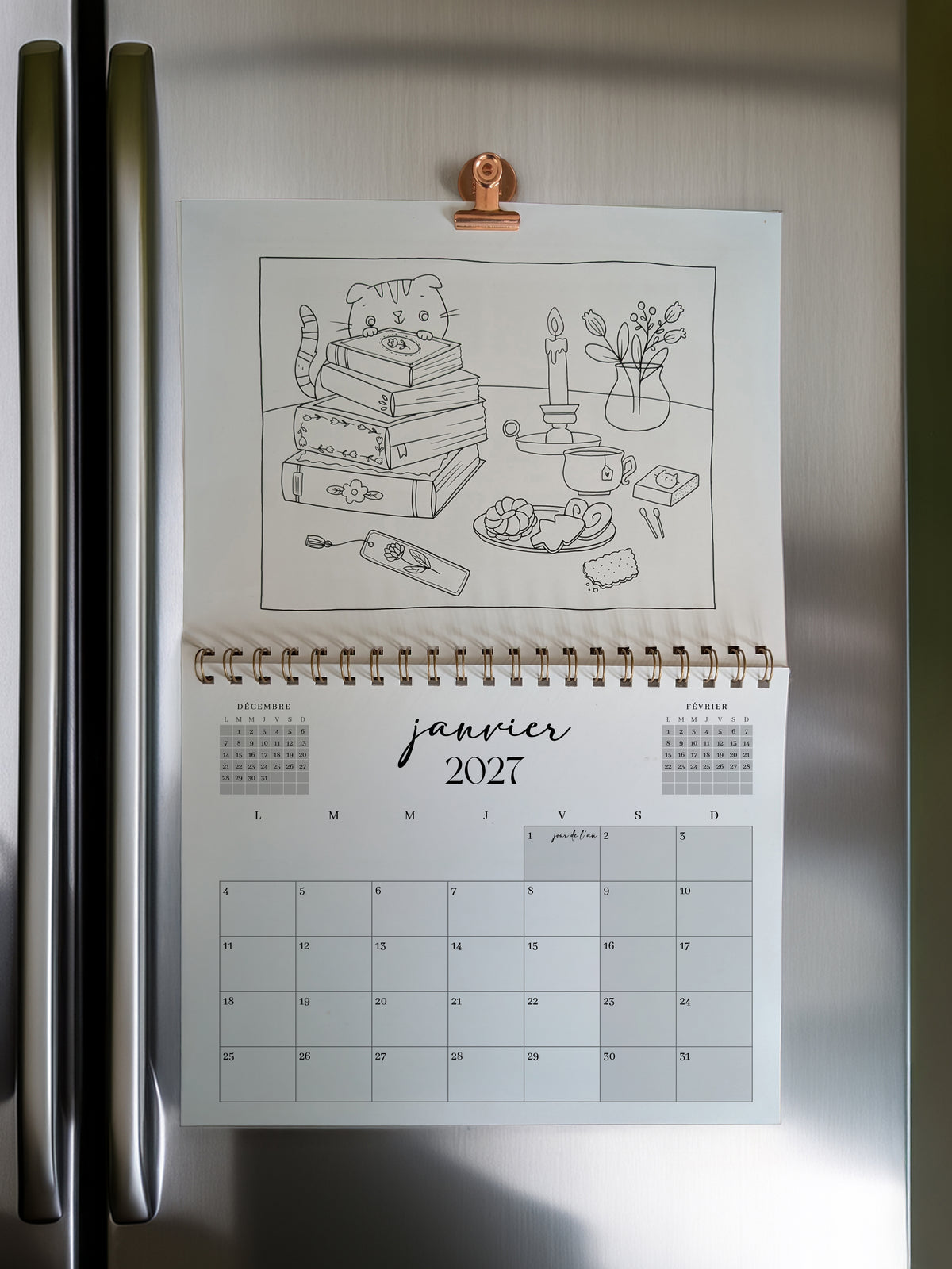 Calendrier 2027 à colorier Rosie