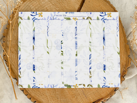 Calendrier mensuel non-daté Hydrangea