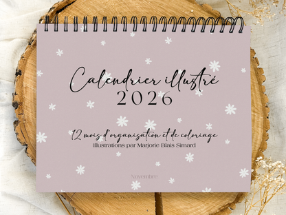 Calendrier illustré 2026 à colorier Rosie