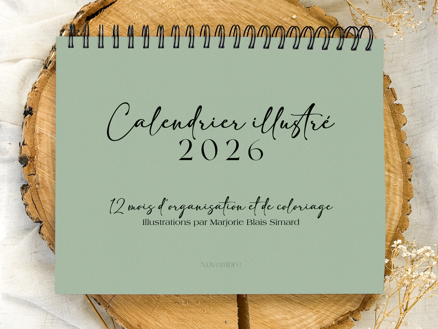 Calendrier illustré 2026 à colorier Sauge