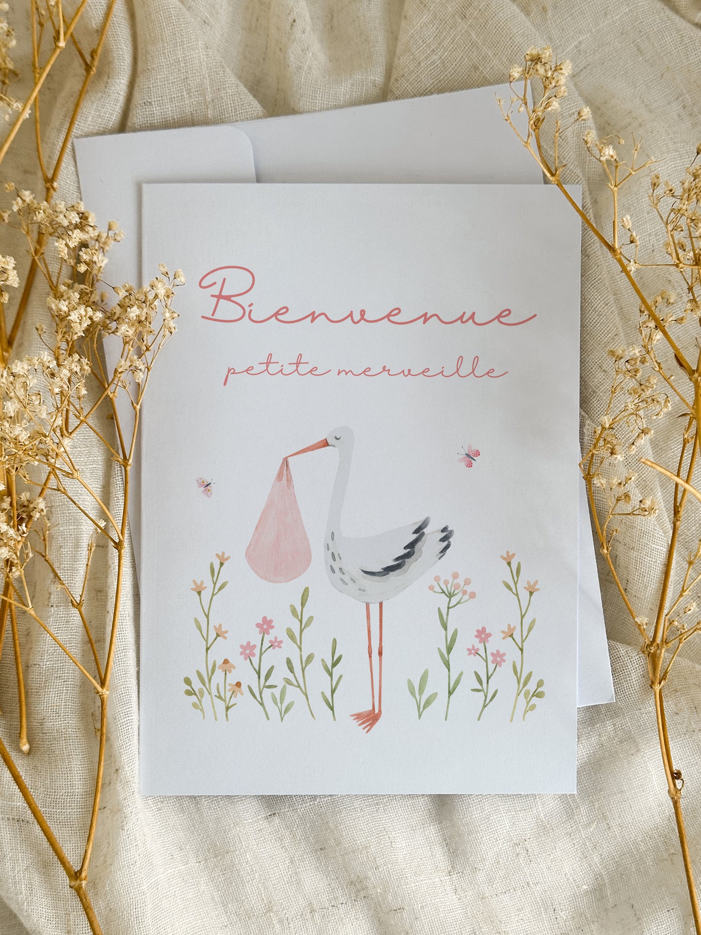 Carte de naissance Cigogne