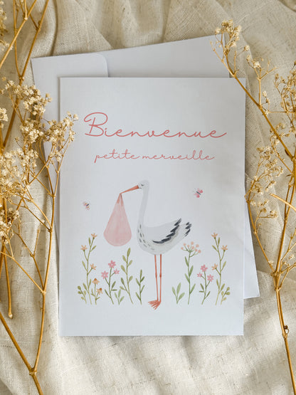Carte de naissance Cigogne