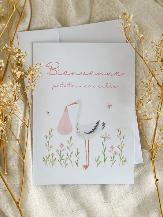 Carte de naissance Cigogne