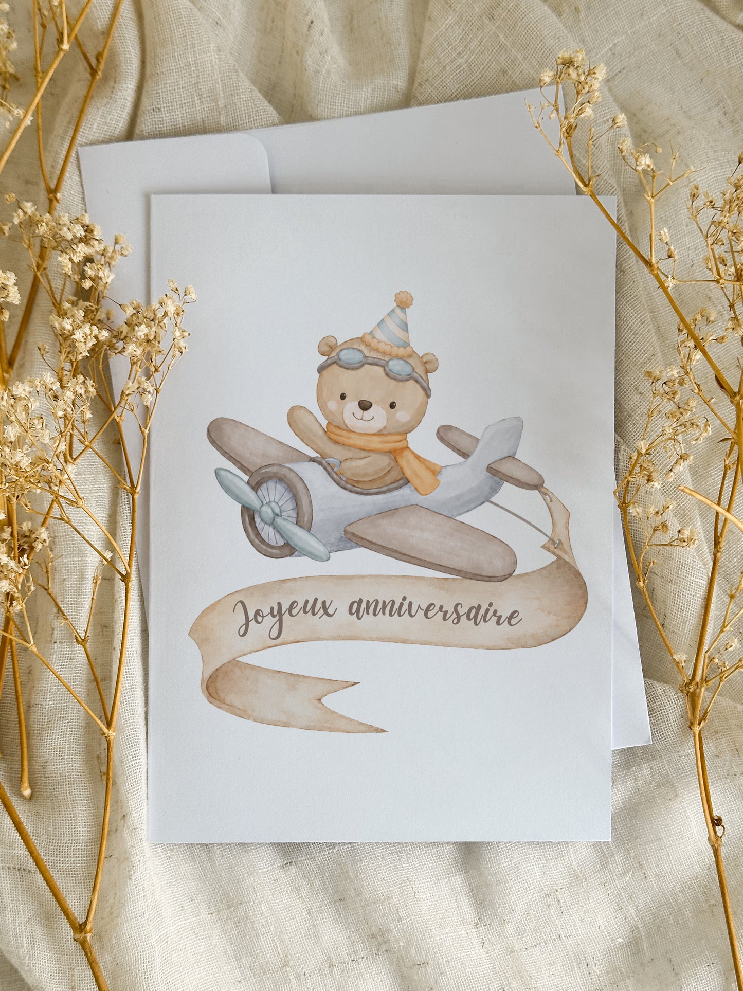 Carte d’anniversaire Ourson aviateur
