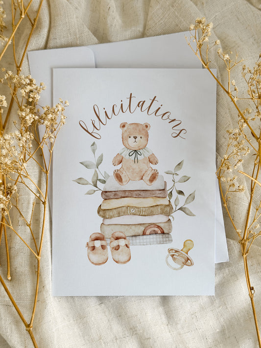 Carte de naissance Ourson