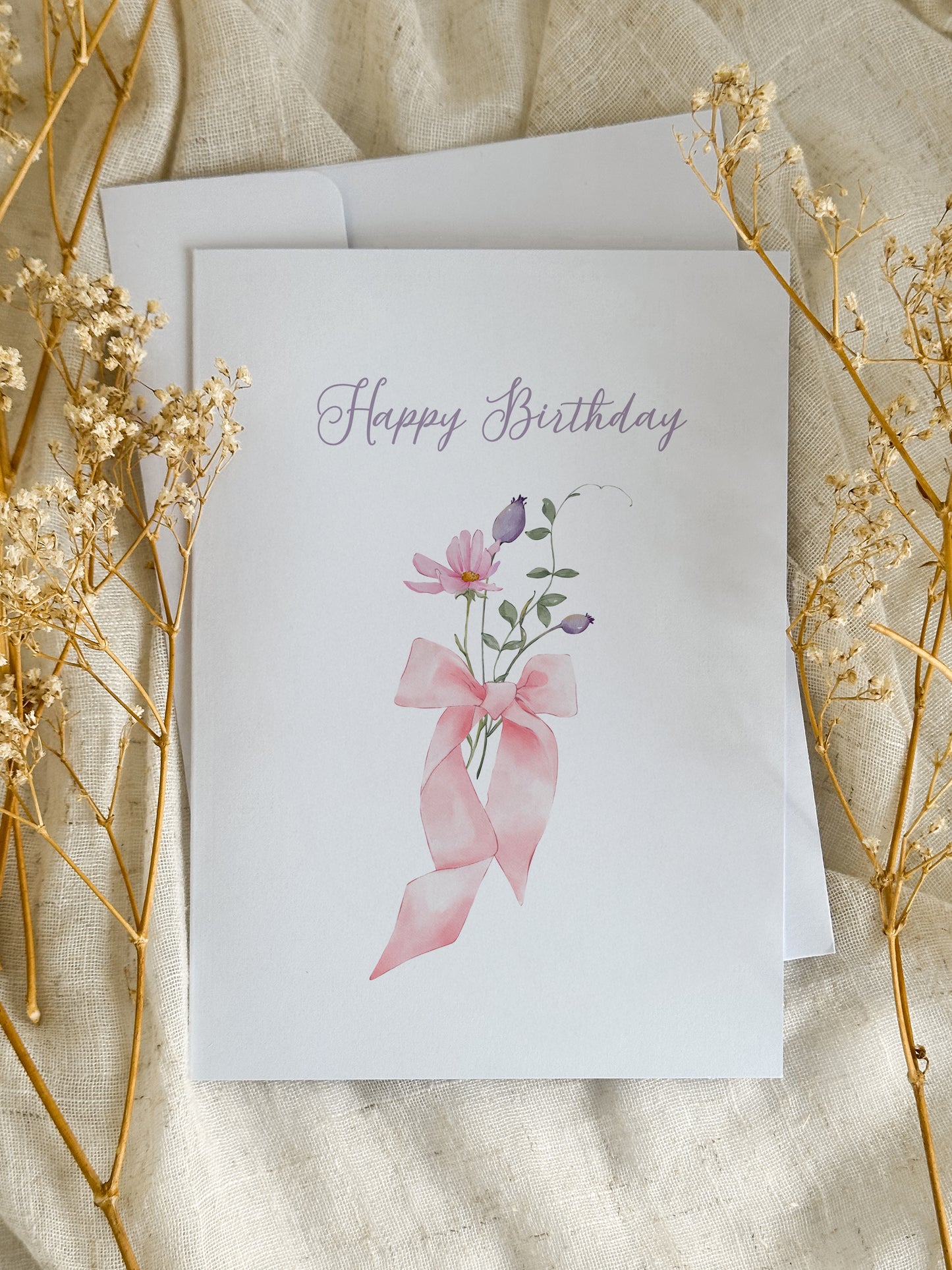 Carte d’anniversaire Fleurs & Ruban