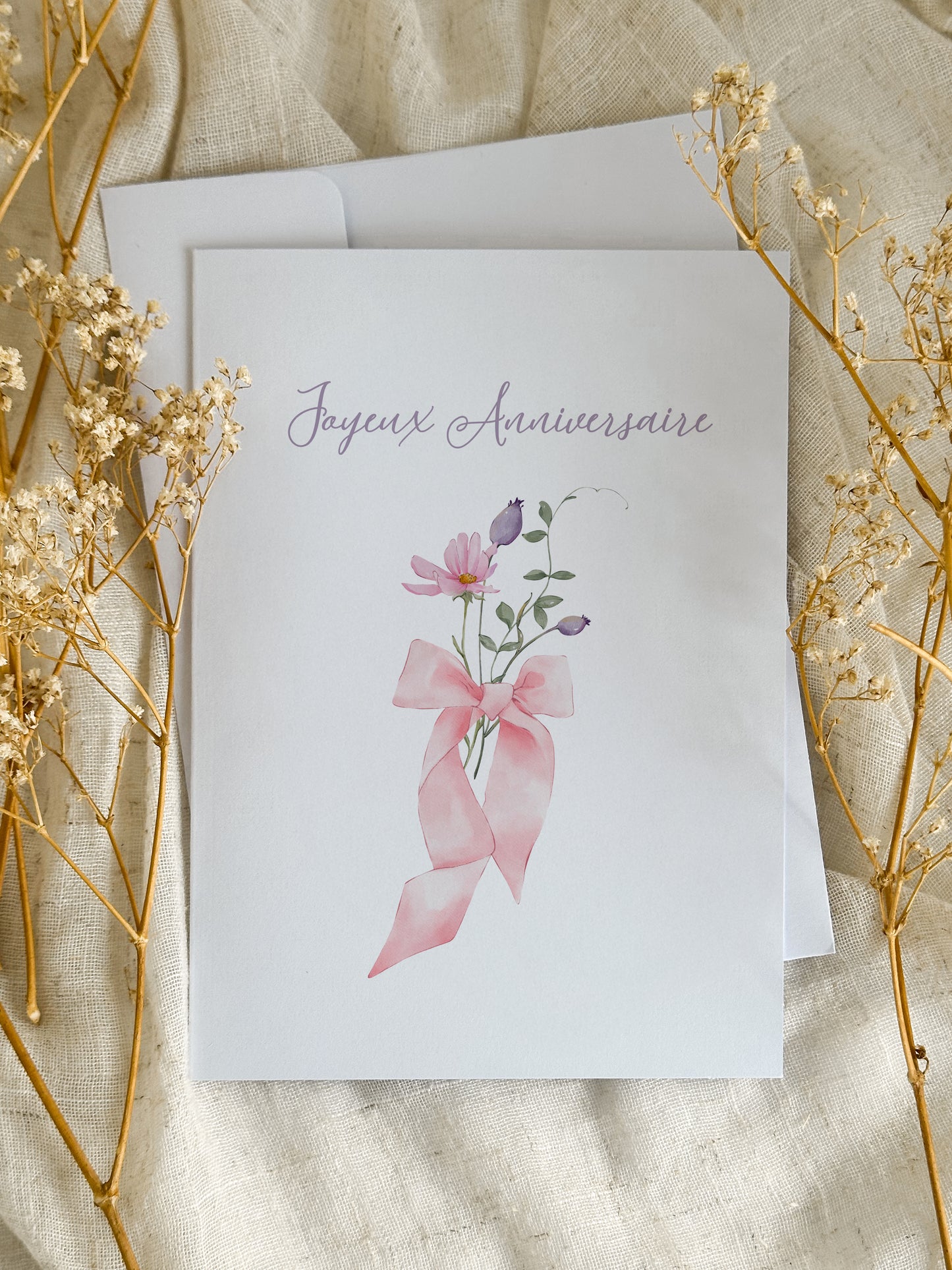 Carte d’anniversaire Fleurs & Ruban