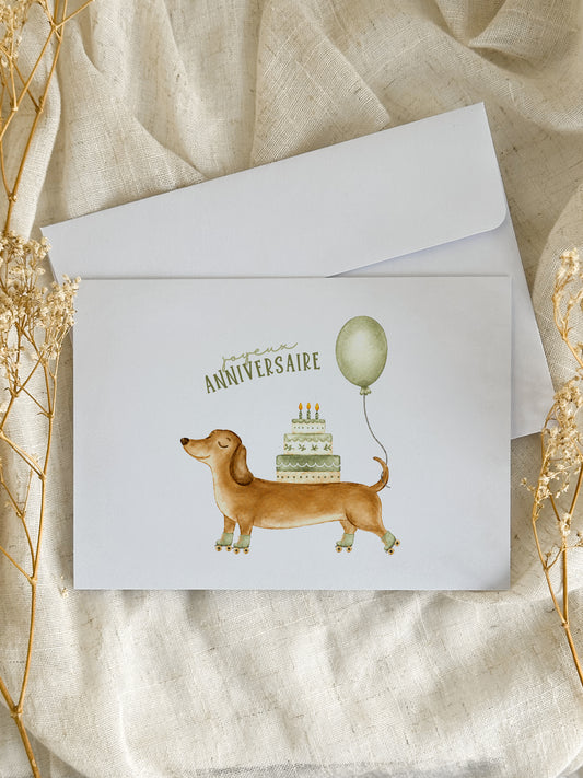 Carte d’anniversaire Teckel