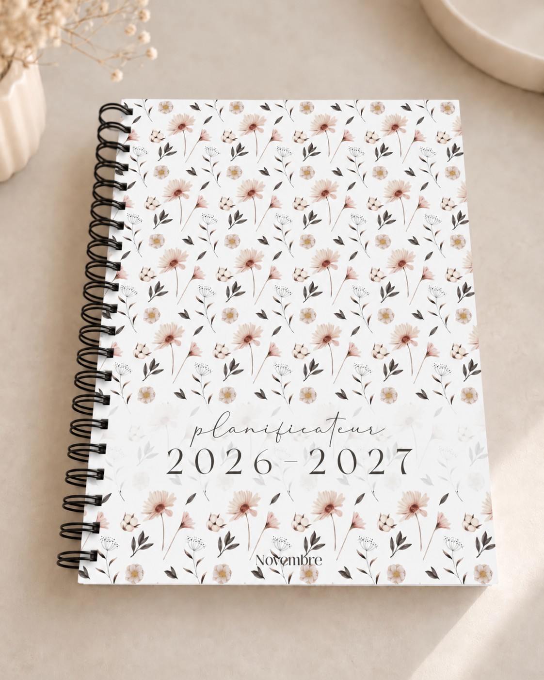Planificateur pour enseignants et personnel scolaire 2026-2027 Fleurs nordiques
