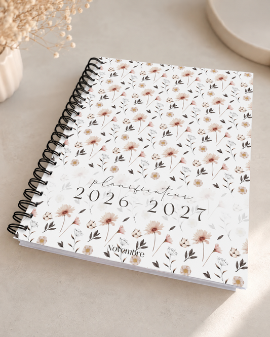 Planificateur pour enseignants et personnel scolaire 2026-2027 Fleurs nordiques