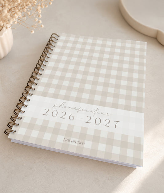 Planificateur pour enseignants et personnel scolaire 2026-2027 Damier d'été