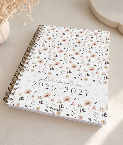 Planificateur pour enseignants et personnel scolaire 2026-2027 Fleurs nordiques