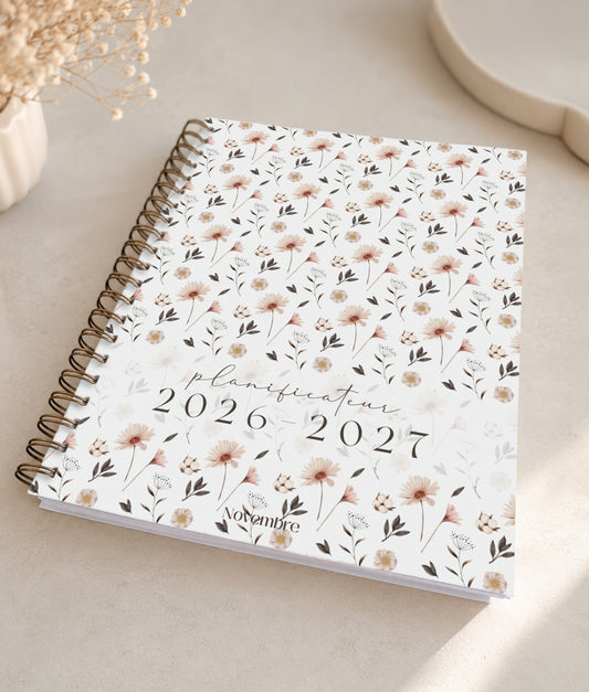 Planificateur pour enseignants et personnel scolaire 2026-2027 Fleurs nordiques
