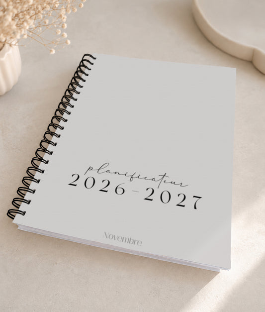 Planificateur pour enseignants et personnel scolaire 2026-2027 Greige