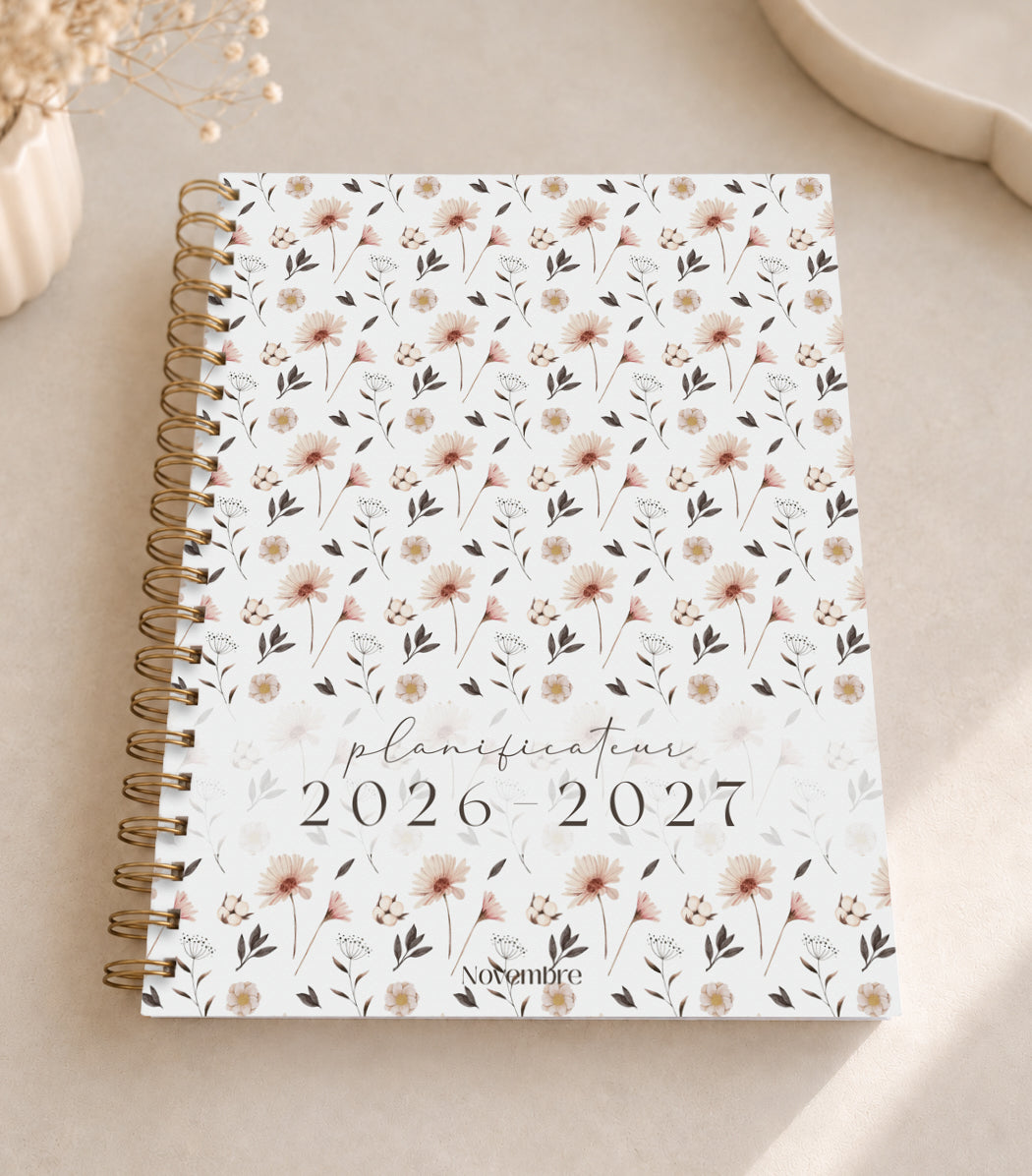 Planificateur pour enseignants et personnel scolaire 2026-2027 Fleurs nordiques