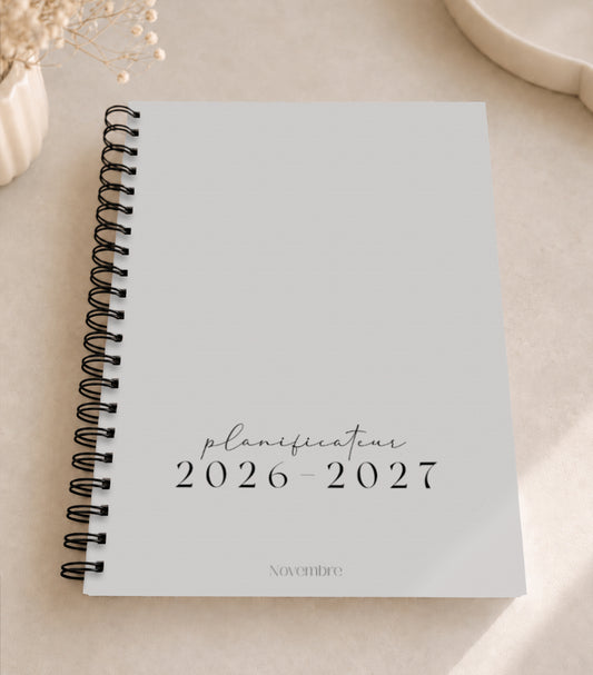 Planificateur pour enseignants et personnel scolaire 2026-2027 Greige