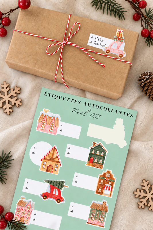 Étiquettes autocollantes pour cadeaux de Noël 01
