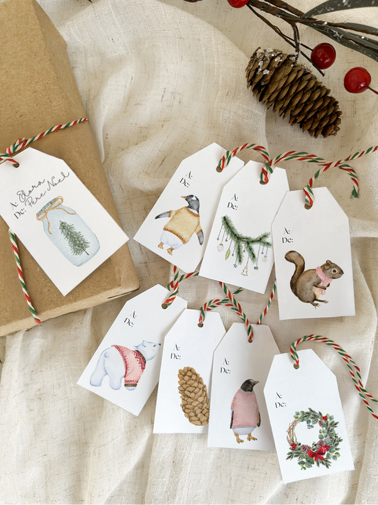 Étiquettes cadeaux de Noël Blanches 02