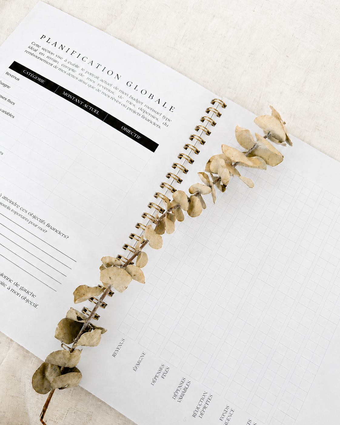 Planificateur financier Porcelaine | Cahier de gestion des finances personnelles et de suivi du budget