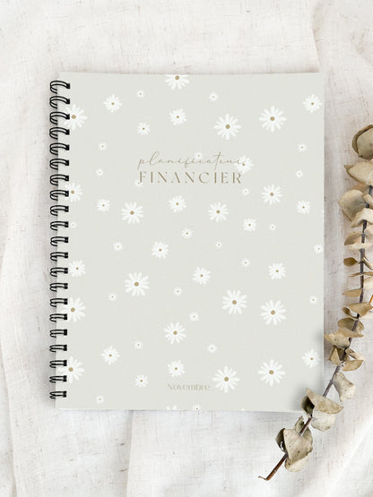 Planificateur financier Fleurs Blanches | Cahier de gestion des finances personnelles et de suivi du budget