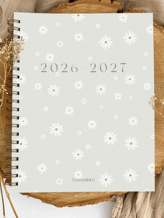 Agenda 2026-2027 Fleurs blanches Grand format