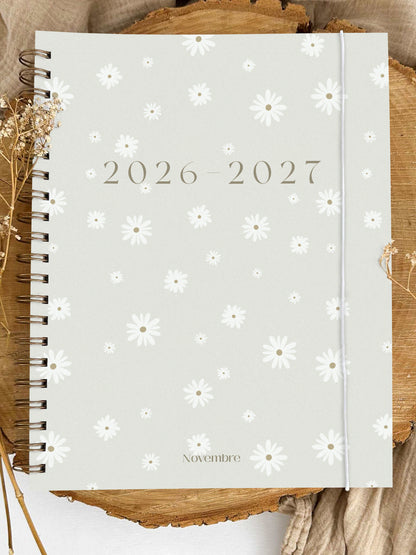 Agenda 2026-2027 Fleurs blanches Grand format