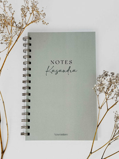 Cahier de notes Sauge - Novembre Boutique