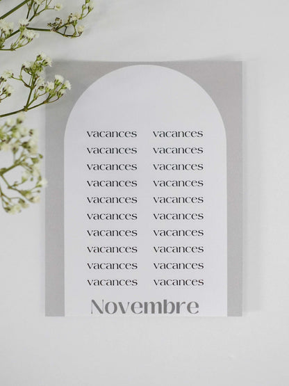 Étiquettes pour agenda - Novembre Boutique