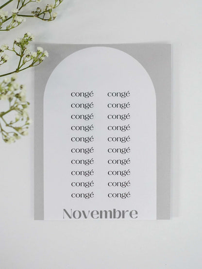 Étiquettes pour agenda - Novembre Boutique