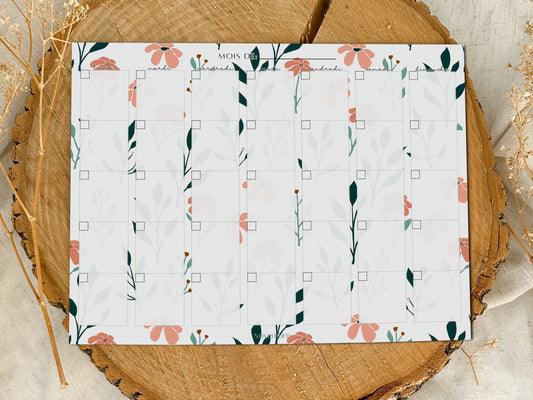 Calendrier mensuel non-daté Flora