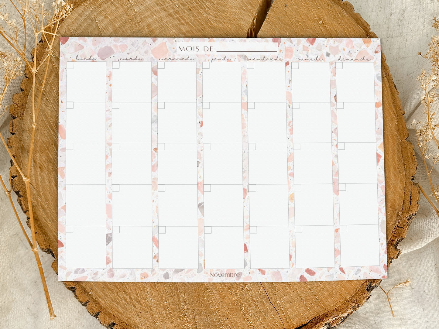 Calendrier mensuel non-daté Porcelaine