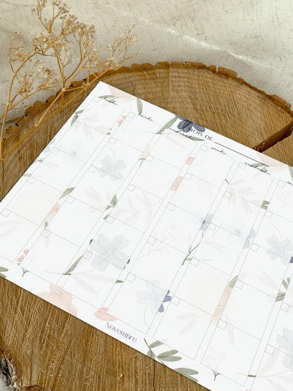 Calendrier mensuel non-daté Jardin d’azur