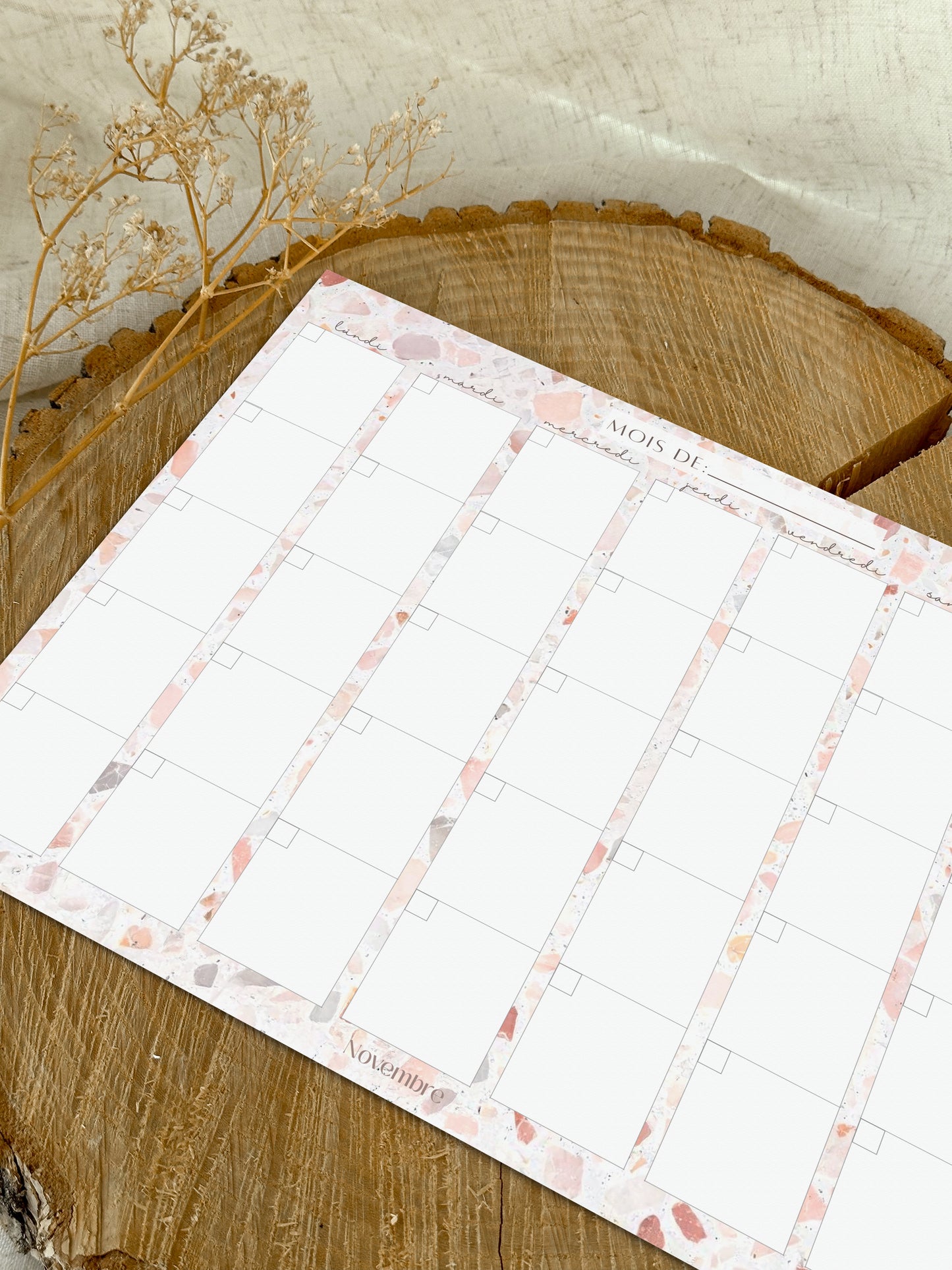 Calendrier mensuel non-daté Porcelaine